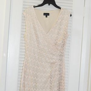 NWOT Connected Apparel Cream Lacy Cap Sleeve Dress